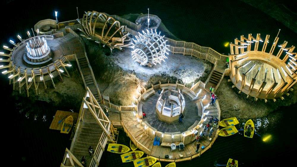 top view of inside a tunnel with structures - Underground Attractions