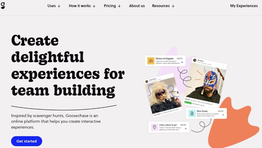 screenshot of GooseChase homepage