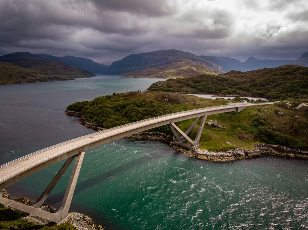 bridge road over the flowing water
