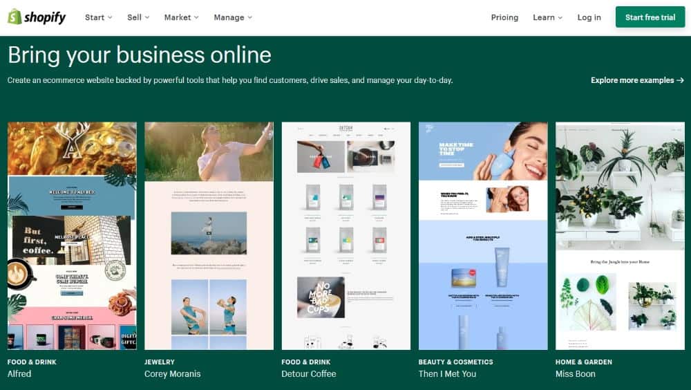 Shopify online shop tool for digital nomads Main landing page