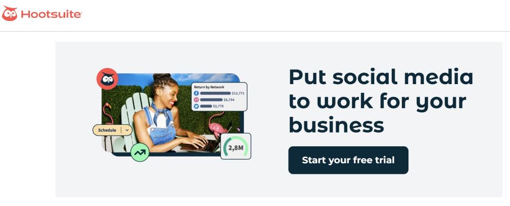 screenshot of hootsuite website