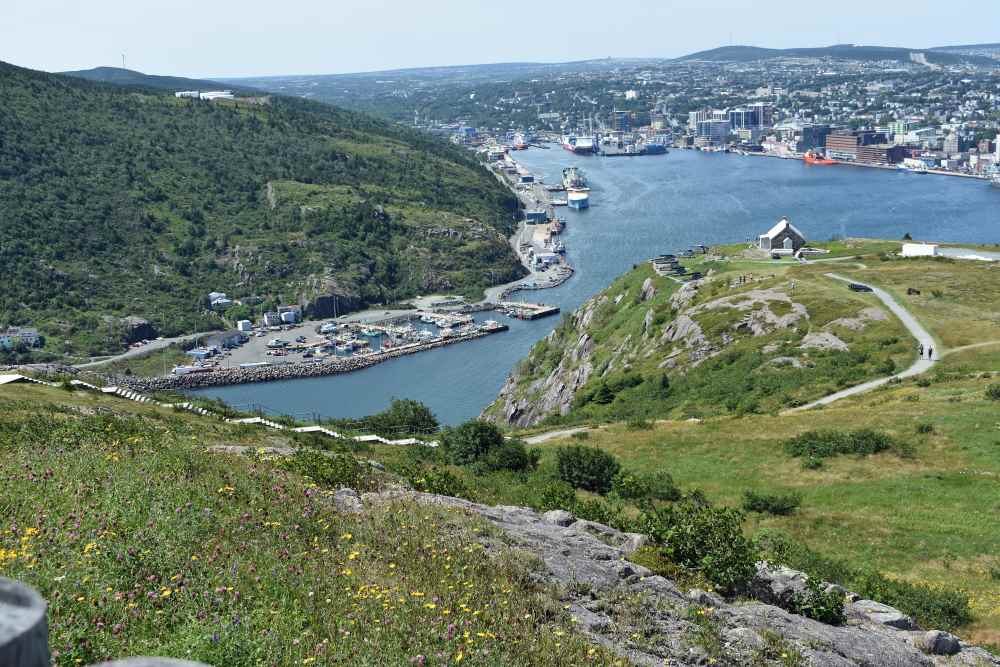 green grass hill near houses and building and body of water-canada digital nomad visa
