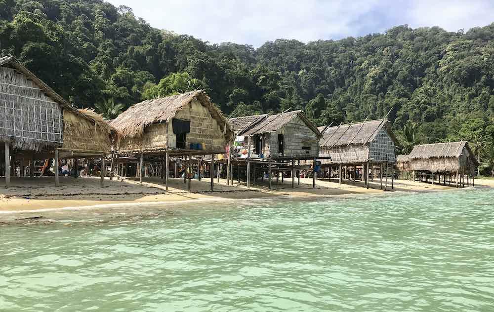 Nipa huts houses on the seashore