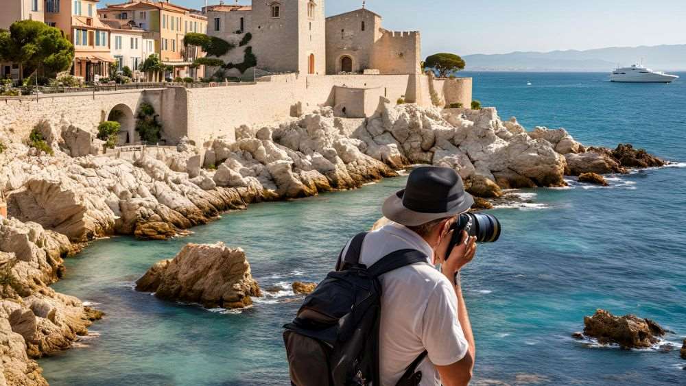 Man taking picture of the ocean- Best Things to Do in Antibes