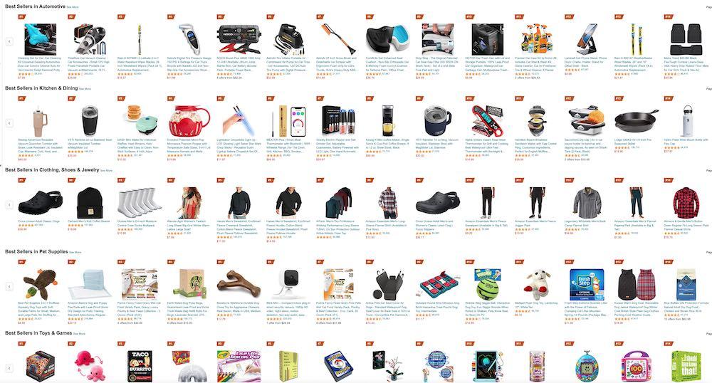 Screenshot of Amazon fba best sellers list