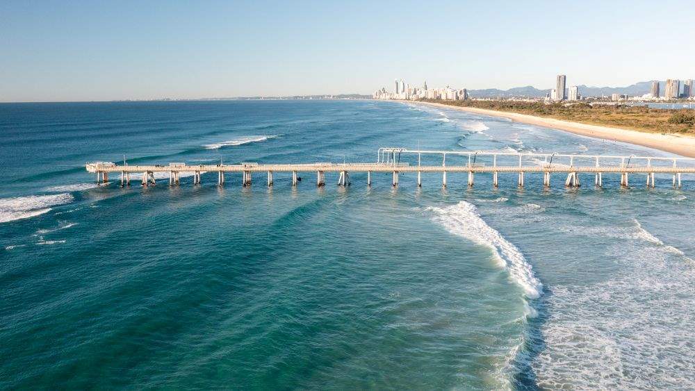 long walkway going to the ocean