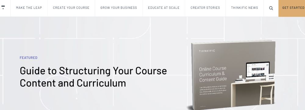 screenshot of Thinkific (Leap) guide in creating courses online
