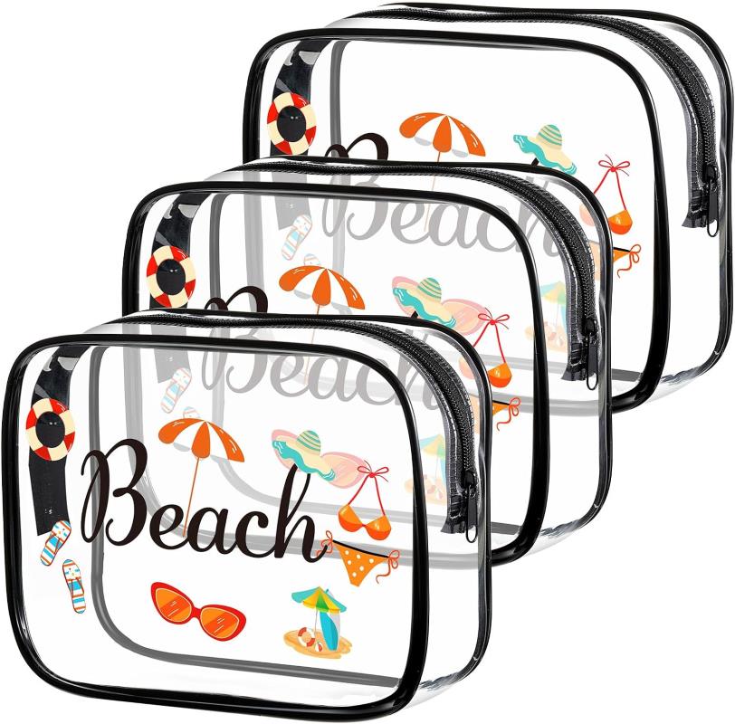 transparent ocean print design toiletry bags