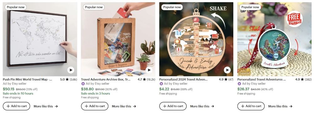 screenshot of travel souvenir for sale in etsy