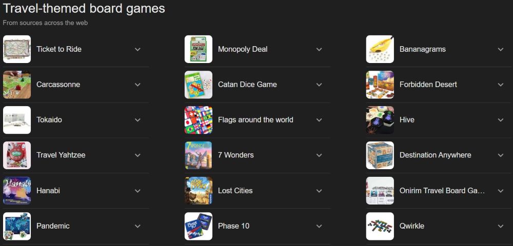 screenshot of Travel-Themed Board Game