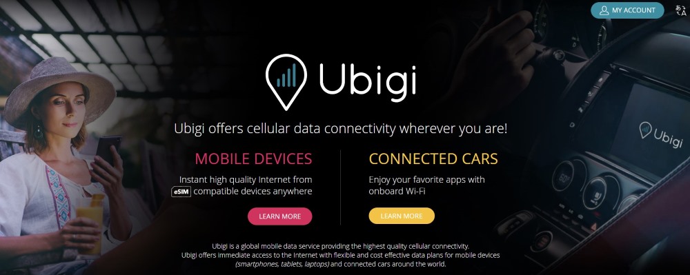 screenshot of Ubigi website - Best eSim for Nomads