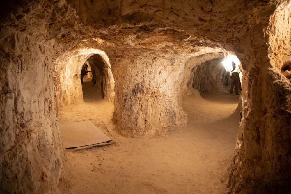 inside cave with two big hole as passage