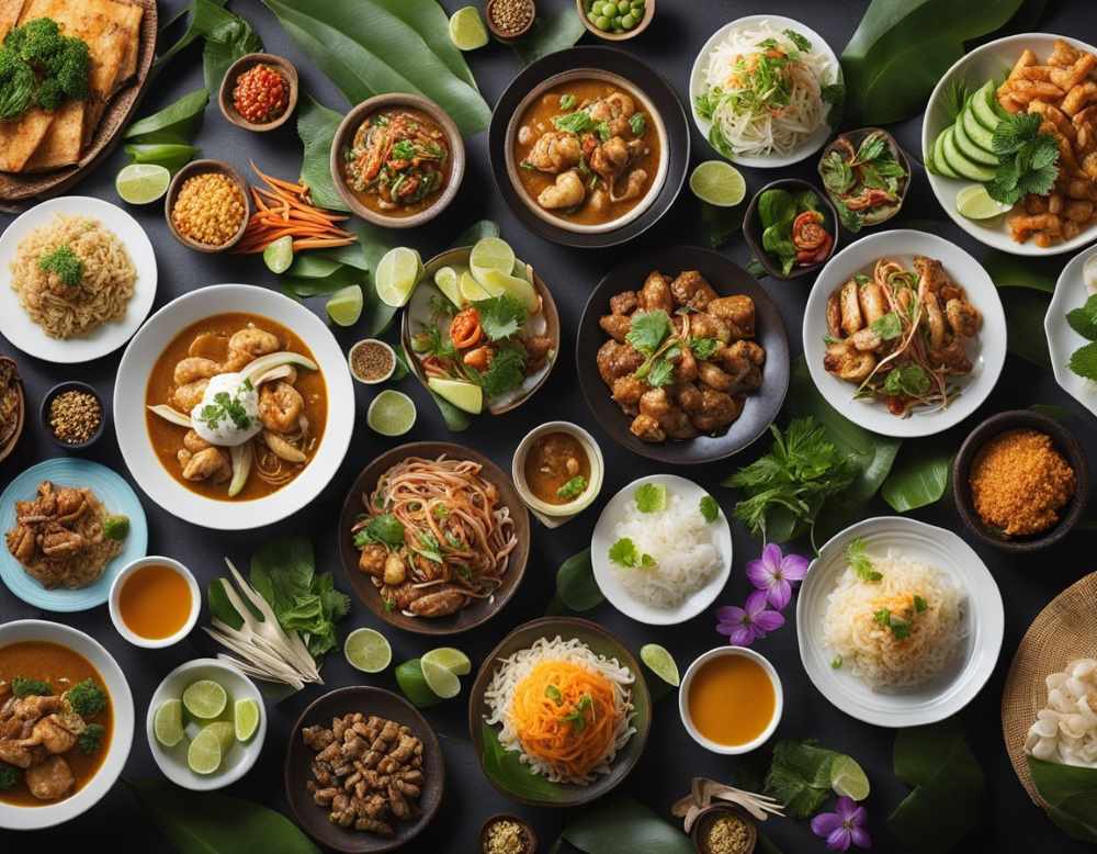 top shot of different kinds of grilled and roasted dish