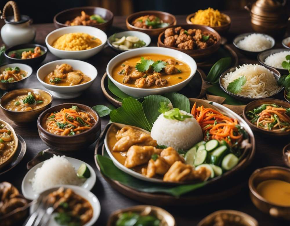 different dishes on top of a wooden table