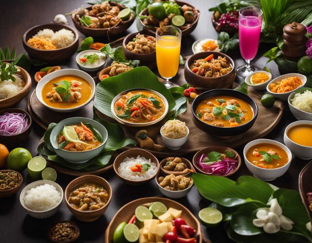 different kind of dishes with yellow and purple drinks - best thai food in thailand