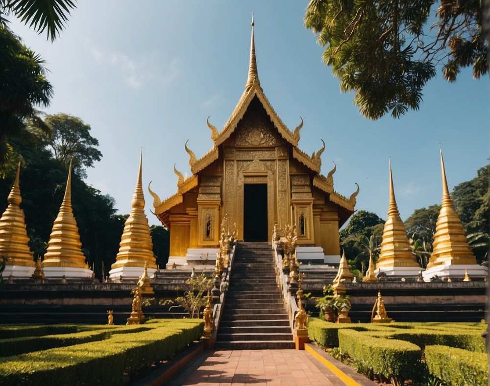 golden made temple with stair in front- chiang mai temples