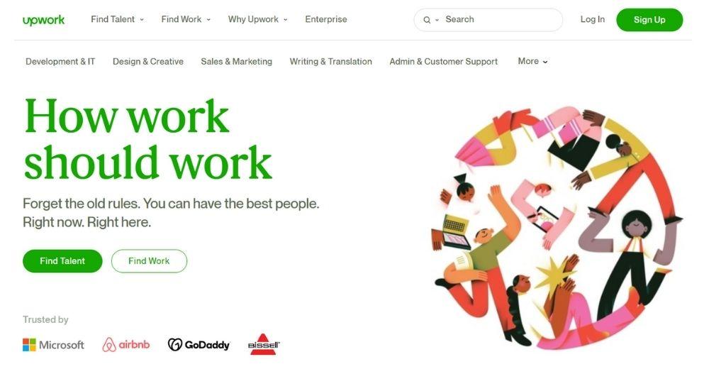 Screenshot of Upwork homepage