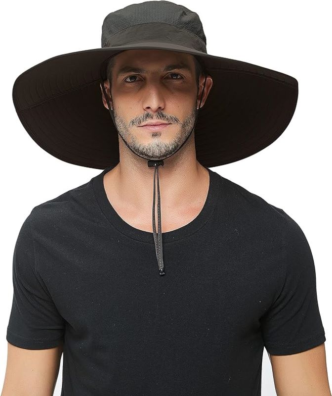 man wearing Super Wide Brim Sun Hat-UPF 50+ Protection,
